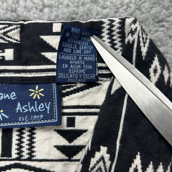 Jane Ashley Womens Jacket Coat Black Aztec Southwest Pocket 100% Cotton Size XL - Picture 4 of 9